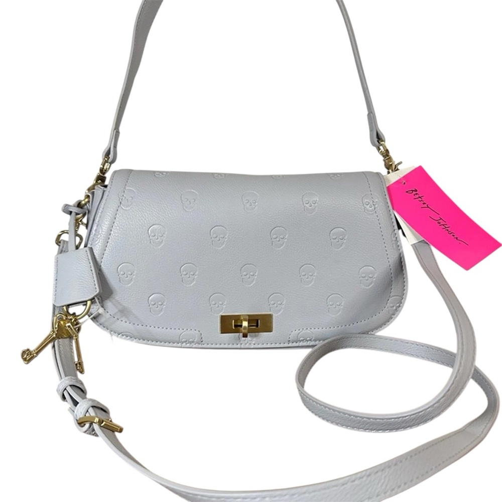 Betsey Johnson XOMARCI Skull Embossed Shoulder/Crossbody Bag- Blue Aura